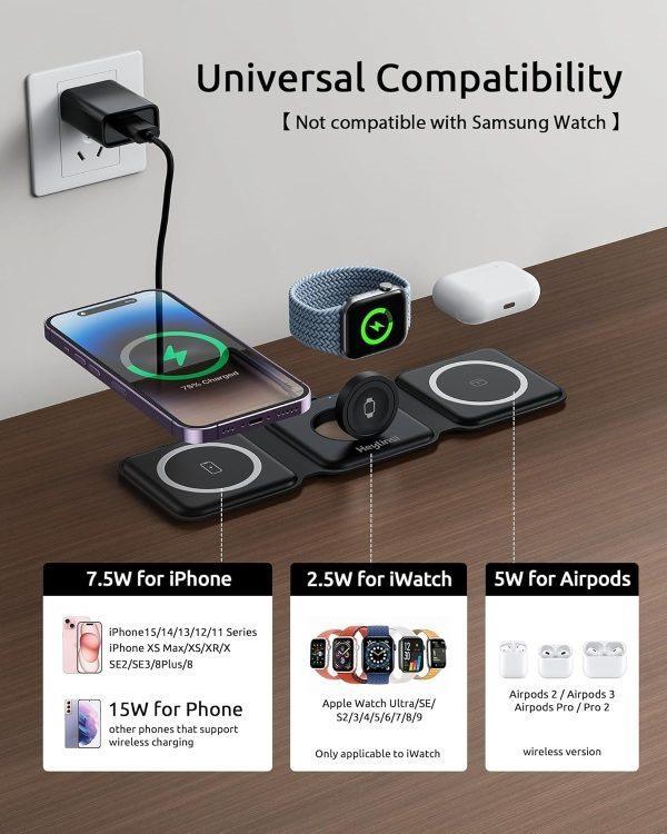 3-in-1 Wireless Mobile Phone Charger and Lamp - Compact ABS Design