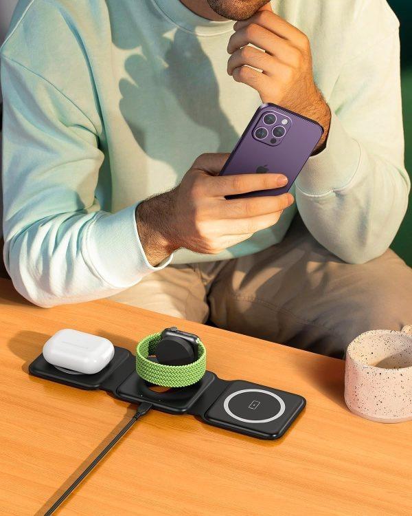 3-in-1 Wireless Mobile Phone Charger and Lamp - Compact ABS Design