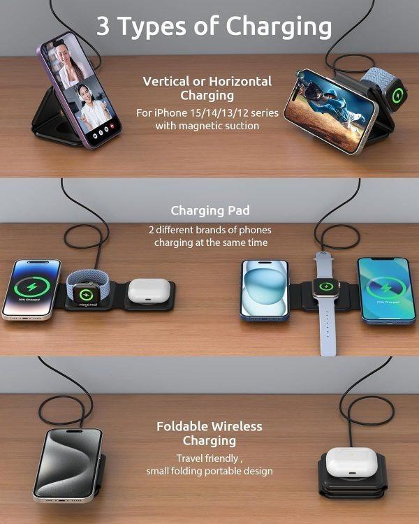 3-in-1 Wireless Mobile Phone Charger and Lamp - Compact ABS Design