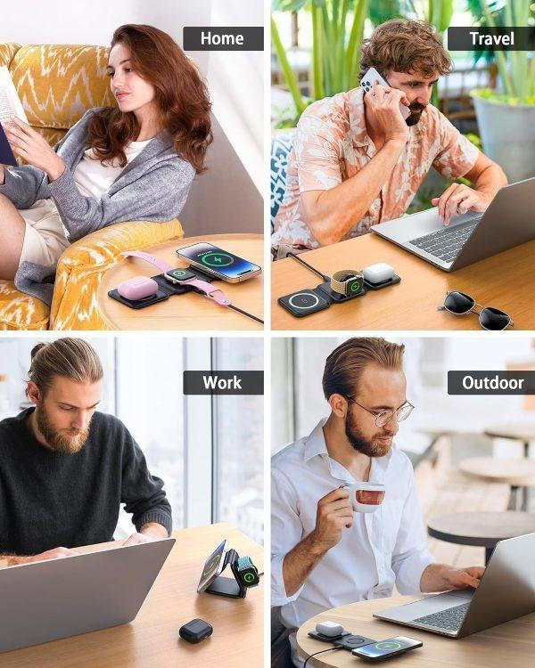 3-in-1 Wireless Mobile Phone Charger and Lamp - Compact ABS Design